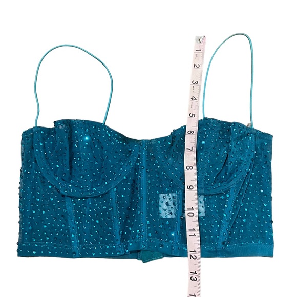 Oh Polly ‘Own The Night’ Emerald Rhinestone Corset Top & Mini Skirt Set - Picture 16 of 16